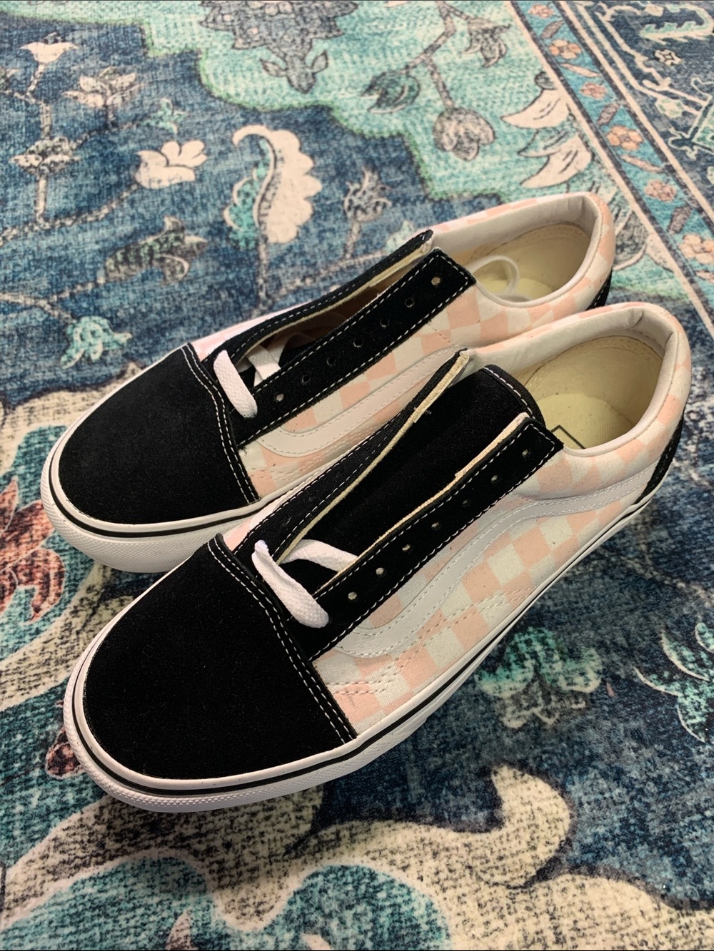Vans pink checkered platform new 8 skater shoes